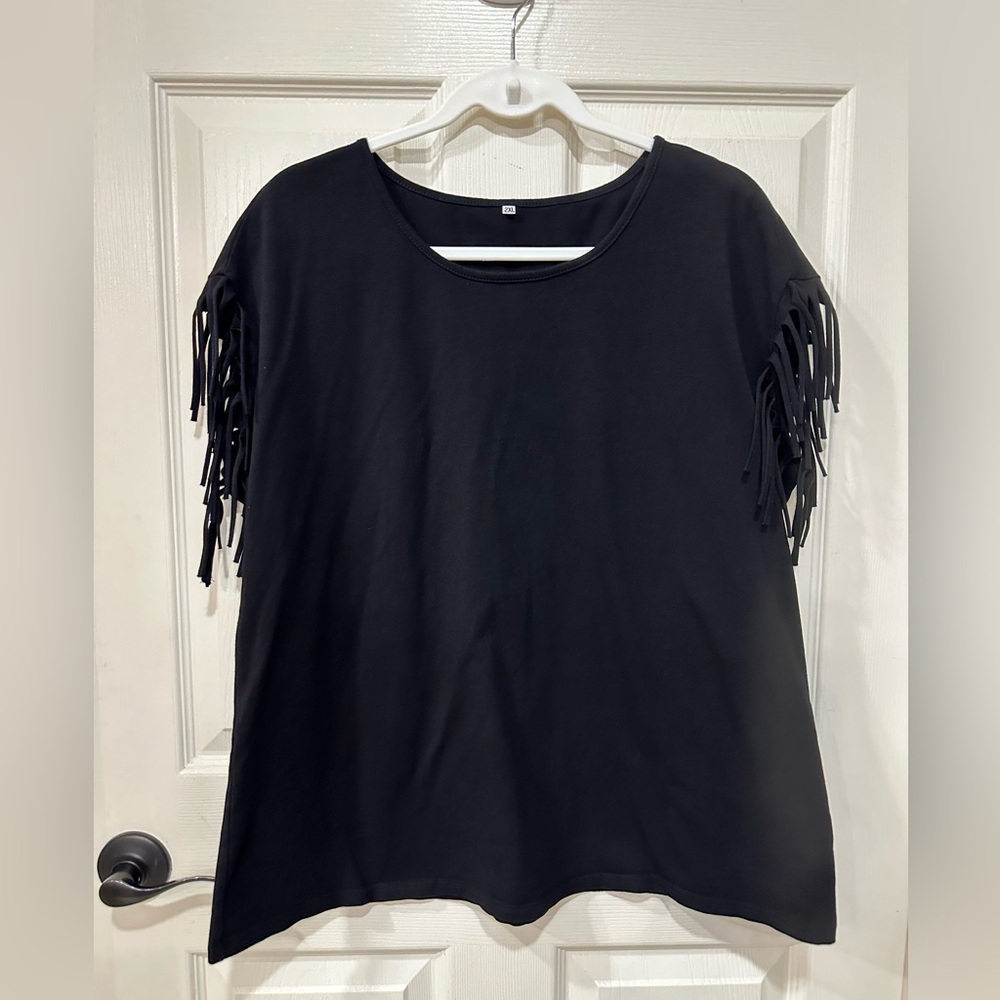 Black Fringe Shirt 2XL